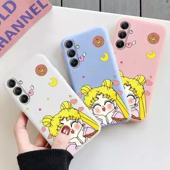 Милый узорчатый мягкий силиконовый чехол для Samsung A55 M35 S24 Xiaomi Redmi Note 13 Pro 13C iPhone 15 Huawei Honor Realme Camera Защитный противоударный чехол Samsung Galaxy S9 Plus синий