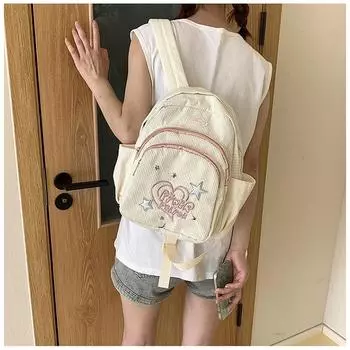 Милый вельветовый рюкзак для девочек, повседневная универсальная сумка для поездок на работу, стильный и уникальный дизайн, идеально подходящий для повседневного использования покинуть белый