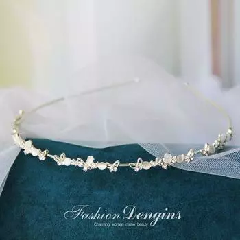 Милый весенний бант, цветок, стразы, плетеная повязка на голову, корейские повязки для волос, повязка на голову с жемчугом, женская повязка на голову F