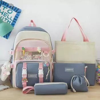 Милый водонепроницаемый рюкзак для детей 3-6 классов: Легкий школьный ранец из 5 предметов