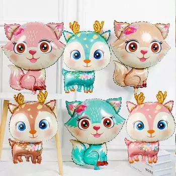 Милый воздушный шар в форме лесного оленя, милый мультяшный джунгли, пятнистый олень, рождественский день рождения, украшение, фольгированные шары, детский подарок на рождение ребенка As picture