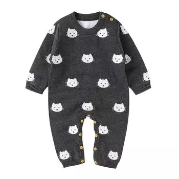 Милый вязаный свитер с длинными рукавами для маленьких мальчиков и девочек, комбинезон, одежда, детская одежда, комбинезон, бутик S