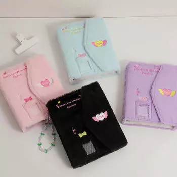 Милый вышитый плюшевый фотоальбом-держатель для карточек, трехдюймовая маленькая папка для хранения карточек без внутренних страниц One Size розовый