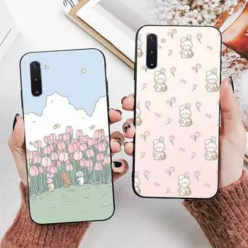 Милый забавный чехол для телефона с изображением кролика-цветка для Samsung Note 5 7 8 9 10 20 pro plus lite ultra A21 12 72 Samsung Note3