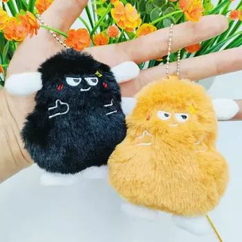 Милый забавный плюшевый кулон в виде ягненка, мягкая игрушка-кукла, брелок для рюкзака, украшение, подарок чёрный