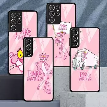 Милый забавный стеклянный чехол с розовой пантерой для Samsung Galaxy S20 FE S21 Plus S22 Ultra Note 20 10 Lite 9 S10 S9 S8 S10e, чехол для телефона Sac Samsung Note 9