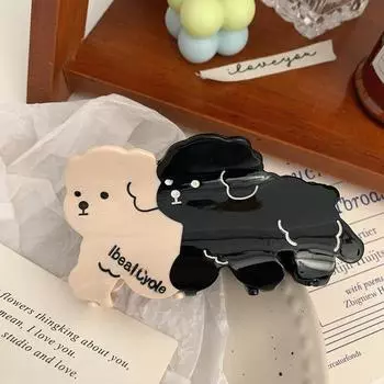 Милый зажим для волос из ацетата с двумя собаками и животными для женщин и девочек, индивидуальный зажим для волос в виде краба 10.7x6cm