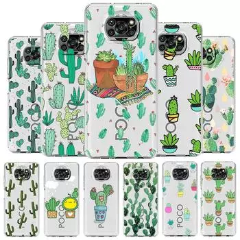 Милый зеленый чехол для телефона с изображением кактуса и ботаники для Xiaomi Mi 12T 10 12 Lite 11 Ultra 11X 11T Pro 11i Poco X4 X3 NFC F3 F4 M3 M4, прозрачный чехол Mi 11 Ultra