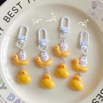 Милый желтый брелок в виде утки, лодки, кролика, для девочек-студенток, забавные подарки, брелок для рюкзака, чехол для наушников, аксессуары, подарок A26
