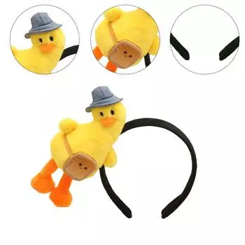 Милый желтый обруч для волос в виде утки, плюшевая повязка на голову в виде утки, забавная повязка на голову для вечеринки, дня рождения, женская повязка на голову для мытья лица жёлтый