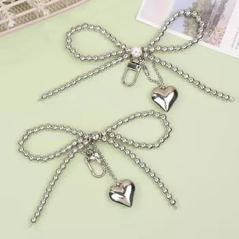 Милый жемчужный бант сердце брелок женский бант рюкзак брелок шарм украшение сумки подвески ювелирные изделия ручной работы подарки as the picture