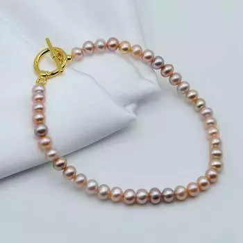 Милый жемчужный браслет AAAA круглый натуральный фиолетовый пресноводный жемчуг браслет из бисера диаметром 5 мм маленький жемчужный браслет для девочек 18.5cm