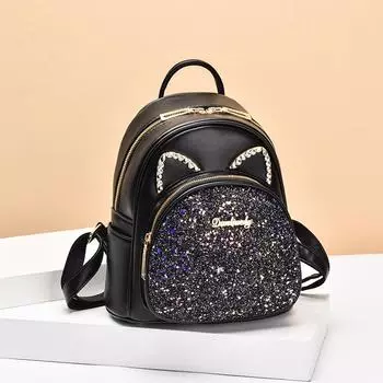 Милый женский рюкзак 2023, новый модный рюкзак Academy, модный рюкзак большой вместимости 23x16x26 чёрный