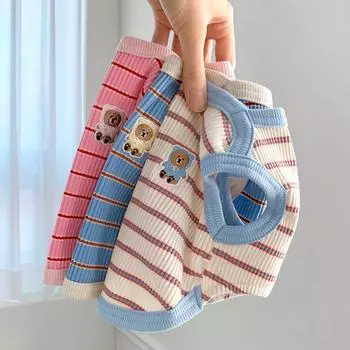 Милый жилет для питомца, полосатая одежда для собак, удобный жилет для собак, дышащая рубашка для щенков, летний жилет для кошек, пуловер для питомца, футболка для бульдога XS розовый