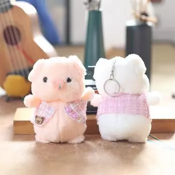 Милый жилет в виде животного, свинья, плюшевая игрушка-кукла, брелок, креативный автомобильный брелок, мультяшный рюкзак, подвесное украшение, аксессуары, подарки