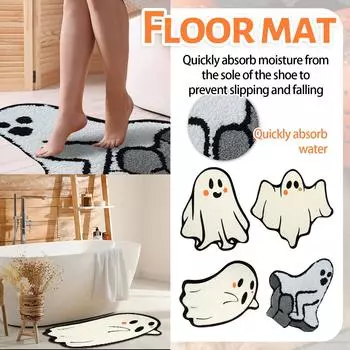 Милый жуткий маленький ковер на Хэллоуин, украшение для дома, кристальные бархатные коврики для пола, впитывающие нескользящие коврики для ванной комнаты One Size