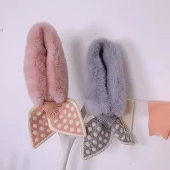 Милый зимний шарф для детей из искусственного меха, плюшевый воротник в горошек, детские шарфы для девочек, теплые толстые однотонные снежные уличные теплые шарфы для шеи бежевый