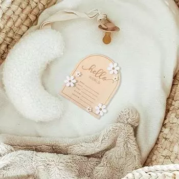 Милый знак объявления с подтяжкой, знак объявления о дне рождения, деревянный знак объявления о душевой, знак «Привет, мир», открытки на важные даты коричневый древесины