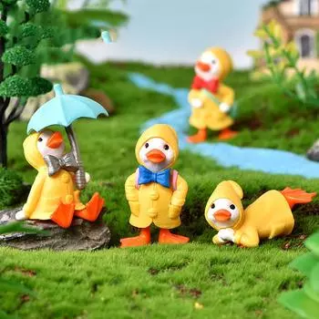 Милый зонтик, плащ, фигурка утки, микро-ландшафтное украшение для дома, сада, настольный декор, миниатюрные украшения своими руками зелёный