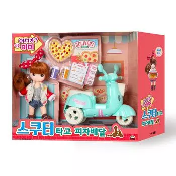 [Mimi World Official] Доставка пиццы на самокате Little Mimi, популярные корейские игрушки-персонажи