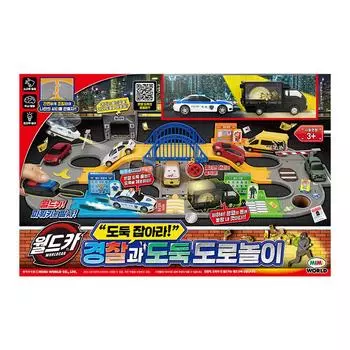 [Mimi World Official] World Car Police and Thieves Road Play, popular Korean character toys