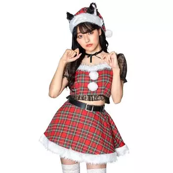 Миминоэль Косплей Рождественский Котенок Проверь Санту 2L Красный [Прозрачный Камень] Женский