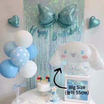 Min s Select Sanrio Cinnamoroll Большой Джамбо День Рождения Воздушный Конус Набор Принадлежностей Для Дня Рождения, 1 шт., Синий Набор Cinnamoroll