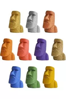 Minamisanriku Moai Family Good Luck Мини-статуэтка Moai Забавные товары Подарочные товары Фигурка Предмет Фигурка Амулет Интерьер Маленький аксессуар Размер ладони Песок