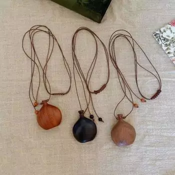 Minar Wooden Wine Pot Pendant Adjustable Rope Chain Water Bottle Pendant Necklace Lucky Gift чёрный