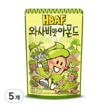 Миндаль со вкусом васаби BAF, 190 г, 5 шт., корейские орехи