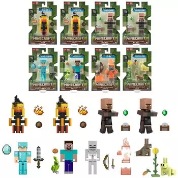 Minecraft Basic Figure P Assortment 8 pieces Box Sold Figures for Children Ages 6 and Up Multi (MINECRAFT) 986P-GTP08