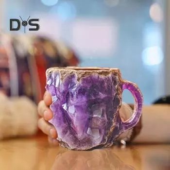 Минеральная искусственная хрустальная кофейная кружка, элегантная минеральная кружка, цветная полупрозрачная кружка для питья, чашки для чая, подарок для домашнего офиса 1pc фиолетовый