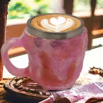 Минеральная искусственная хрустальная кофейная кружка с уникальным хрустальным текстурированным дизайном, новинка, чашка для напитков, удобная ручка, универсальная питьевая чашка для домашнего офиса темно-коричневого