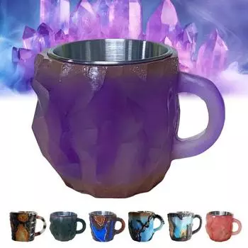 Минеральная искусственная хрустальная кофейная кружка, уникальный новый дизайн, практичная ручка, можно мыть в посудомоечной машине, чайная кружка, рождественский подарок для домашнего офиса H
