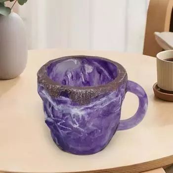 Минеральная кофейная кружка, искусственная хрустальная кофейная чашка с ручкой, искусственная аметистовая чайная чашка из смолы