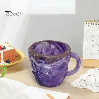 Минеральная кофейная кружка, искусственная хрустальная кофейная чашка с ручкой, смоляная поддельная аметистовая чайная чашка, настольное украшение для кофе, молока, чая фиолетовый