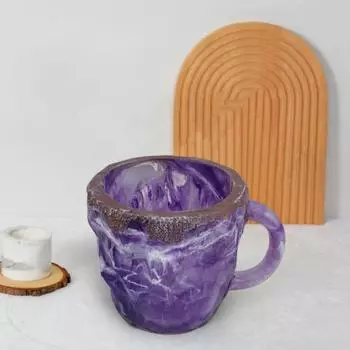 Минеральная кофейная кружка, искусственная хрустальная кофейная чашка с ручкой, искусственная аметистовая чайная чашка из смолы