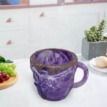 Минеральная кофейная кружка, искусственная хрустальная кофейная чашка с ручкой, смоляная поддельная аметистовая чайная чашка, настольное украшение для кофе, молока, чая фиолетовый
