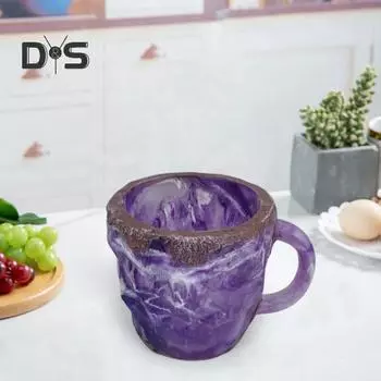 Минеральная кофейная кружка, искусственная хрустальная кофейная чашка с ручкой, смоляная поддельная аметистовая чайная чашка, настольное украшение для кофе, молока, чая фиолетовый