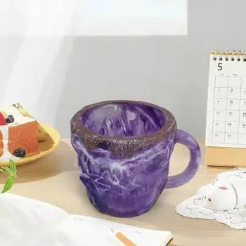 Минеральная кофейная кружка Yousheng, искусственная хрустальная кофейная чашка с ручкой, искусственная аметистовая чайная чашка, настольное украшение для кофе, молока, чая фиолетовый