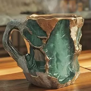 Минеральная кружка для кофе из искусственного хрусталя, 11 унций, чашка для минеральной воды из искусственного хрусталя, уникальный дизайн, сохраняющий тепло, кружка для питья для дома и офиса небесно-голубой