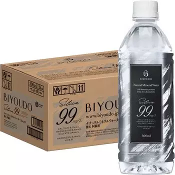 Минеральная вода BIYOUDO Silica99 Мягкая вода содержит кремний 500 мл x 24 бутылки 99 мг/л