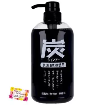 минералы проникают в кожу головы и Junlab Charcoal Сделано с абсорбирующими амино мягкими нет и нет Волосы 600мл [Угольные волосы!] Шампунь, Япония, на основе кислоты чёрный