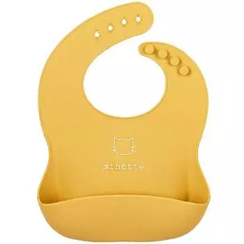 Minette baby силиконовый нагрудник для детского питания, 02 горчичный, 1 шт, 1 шт