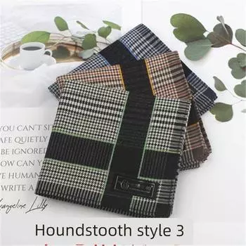 Mingshida Gingham Men s Full Cotton Handkerchief Cotton Gentleman Fashion Men s Portable Sweat-Wiping Handkerchief Soft Thin Cloth Square Scarf Houndstooth 3 Pack