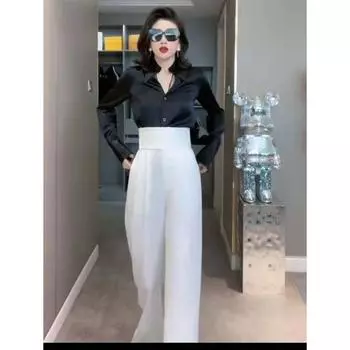 Mingyuan TikTok Того же стиля Легкие Тонкие Богиня Похудение Широкие брюки White 5XL