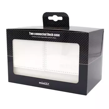 mini2x Двойной соединенный ящик для карточек, совместимый с двойным рукавом, чехол для коллекционных карточек TCG, кожаный вид, белые принадлежности для карточек