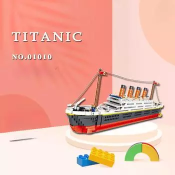 Мини-01010 Строительный блок Титаник Модель корабля Детская головоломка Строительный блок Игрушка