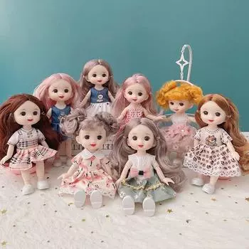 Мини 1/8 смайлик BJD кукла 17 см подвижная шарнирная милая улыбка длинные кудри BJD кукла игрушки для девочек подарок