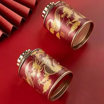 Мини 2024 Дракон пустая жестяная банка для чая бытовая герметичная банка для чая портативная домашняя маленькая коробка для упаковки чая банки для хранения синий